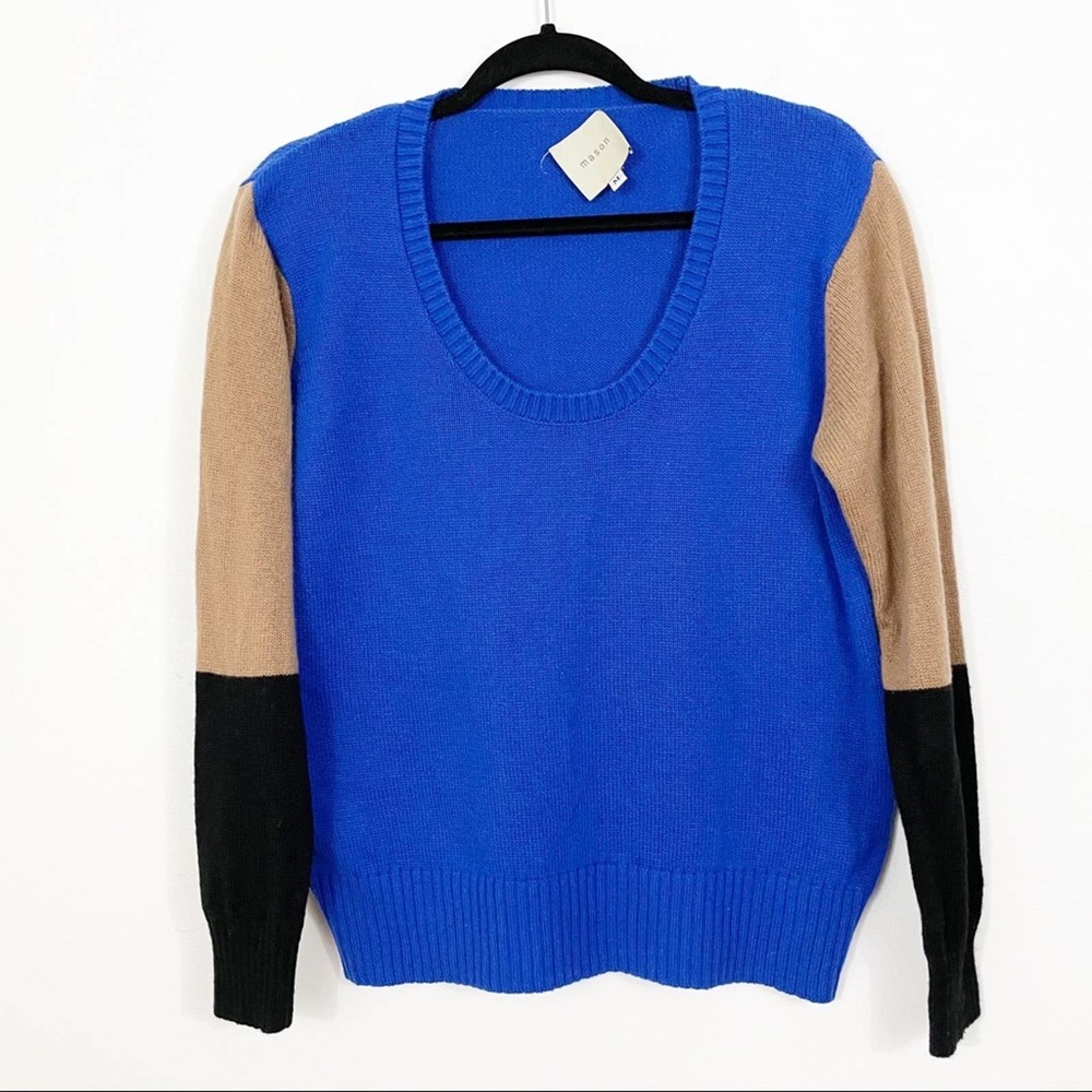 MASON Scoop Neck Coloblock Wool/Cashmere Sweater Size M